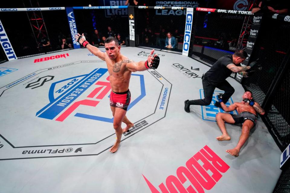 PFL1 at the Esports Stadium Arlington in Arlington, Texas, Wednesday, April 20, 2022. (Cooper Neill / PFL) Cooper Neill/Courtesy PFL MMA