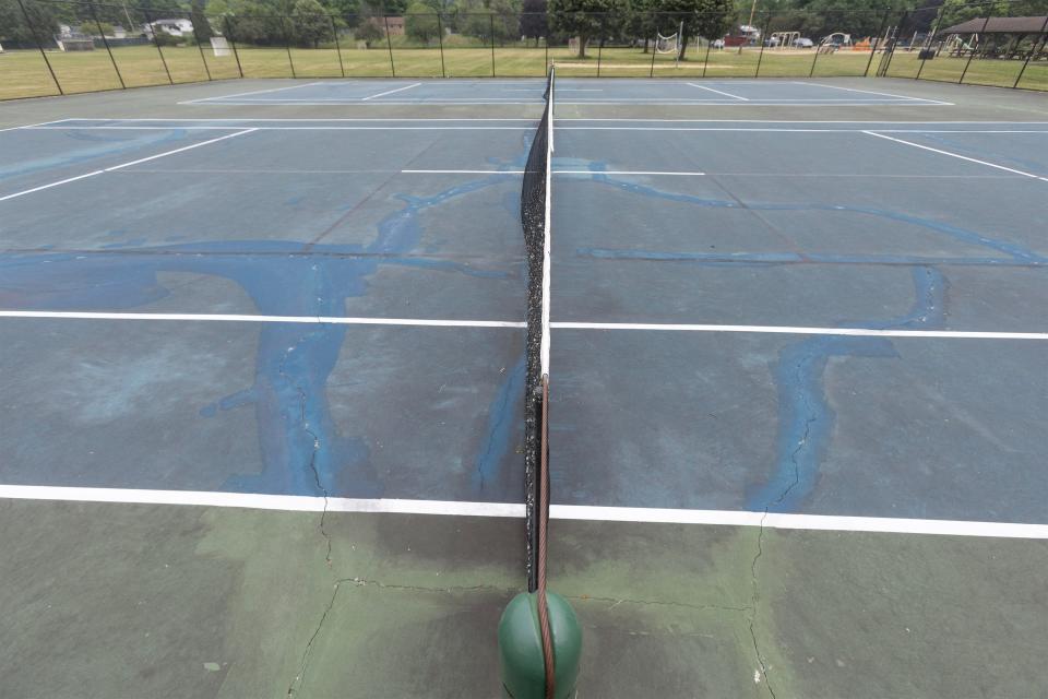 These tennis courts at Al Leno Park in Plain Township will be rehabbed and pickleball courts will be added.