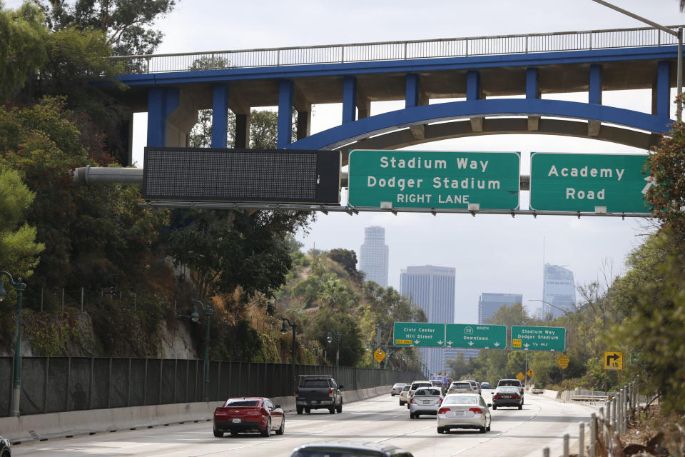 The Dodgers have a bold, new idea to get around traffic jams on the way to the park. (AP Photo)