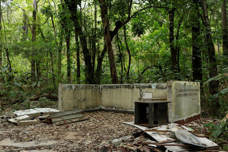 The remains of the Venezuelan National Guard post are seen at the botanical garden in Caracas, Venezuela July 9, 2018. Picture taken July 9, 2018. REUTERS/Marco Bello