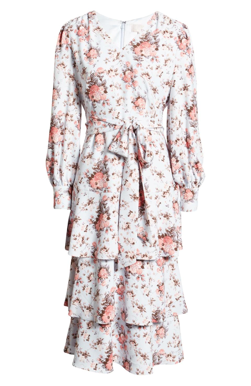 RACHEL PARCELL Long Sleeve Tiered Floral Dress