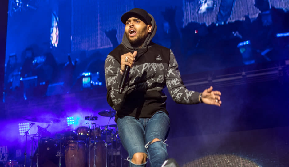 Chris Brown performs at The Forum