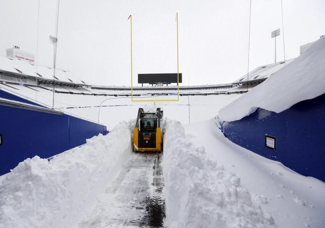 Buffalo Bills football stadium buried in snow