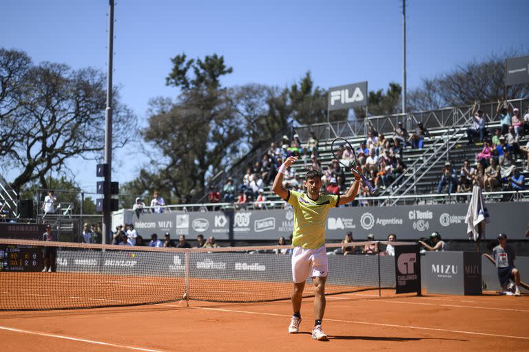 Mariano Navone en octubre pasado, durante el último Challenger de Buenos Aires, en el Racket Club, donde se consagró campeón