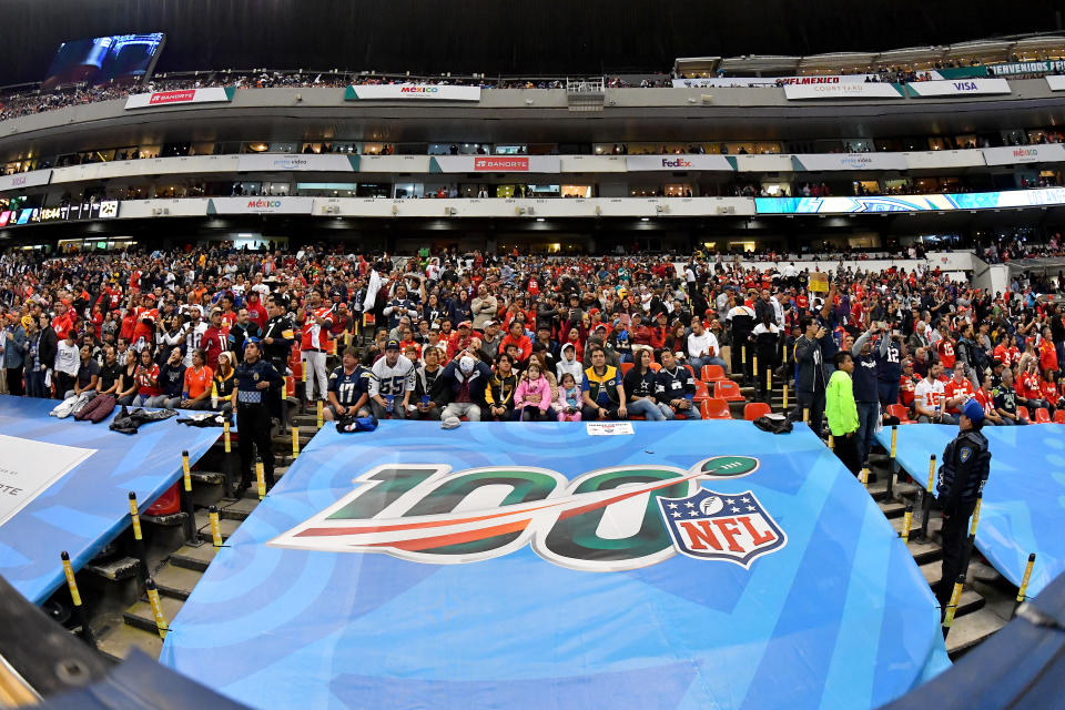 MEXICO CITY, MEXICO - NOVEMBER 18: NFL fans attend an NFL football game between the Los Angeles Chargers and the Kansas City Chiefs on Monday, November 18, 2019, in Mexico City. The Chiefs defeated the Chargers 24-17. (Photo by Alika Jenner/Getty Images)