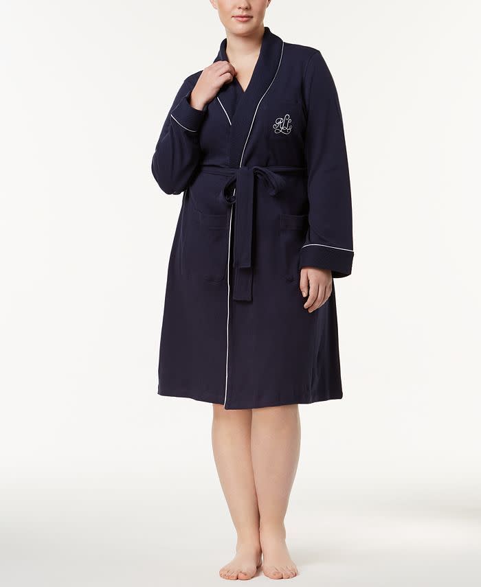 4) Plus Size Shawl-Collar Robe