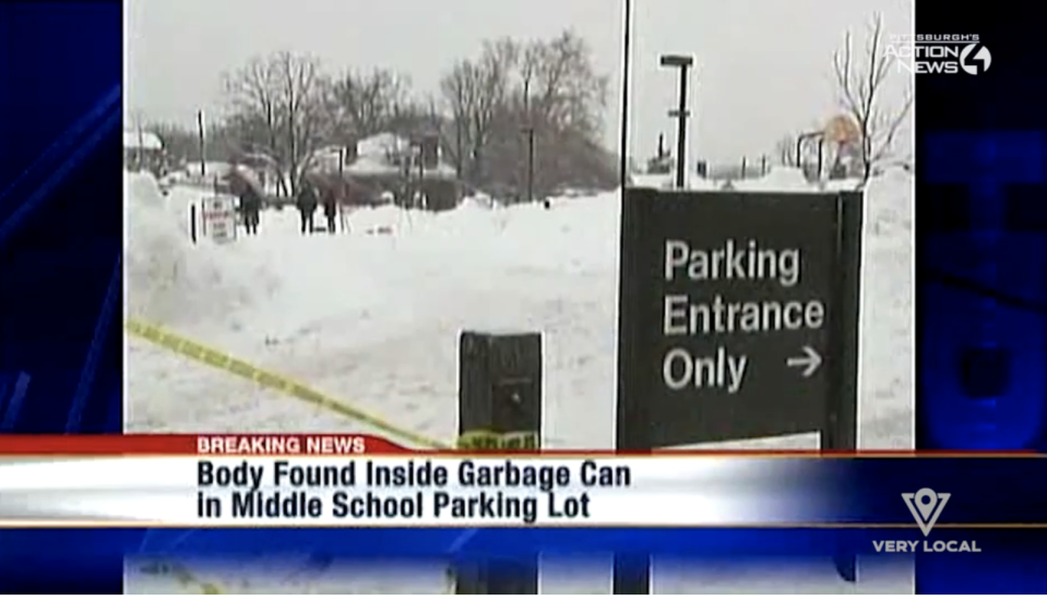 "Body found inside garbage can in middle school parking lot"