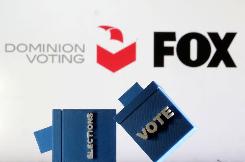 FILE PHOTO: Illustration shows Dominion Voting Systems and Fox logos