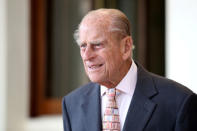 FILE PHOTO: Britain's Prince Philip, Duke of Edinburgh bids farewell to Spain's King Felipe and Queen Letizia at Buckingham Palace in London, Britain July 14, 2017. REUTERS/Chris Jackson/Pool/File photo