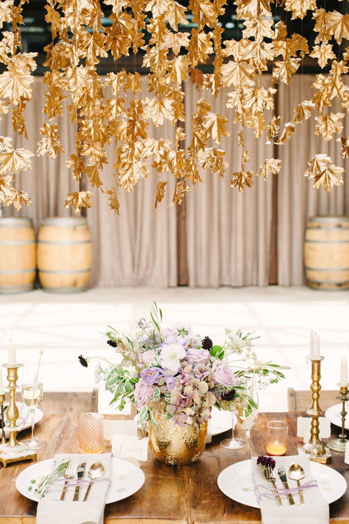 Hanging Gold Leaves Display