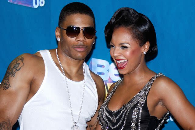 <p>Frazer Harrison/Getty </p> Nelly and Ashanti in 2008