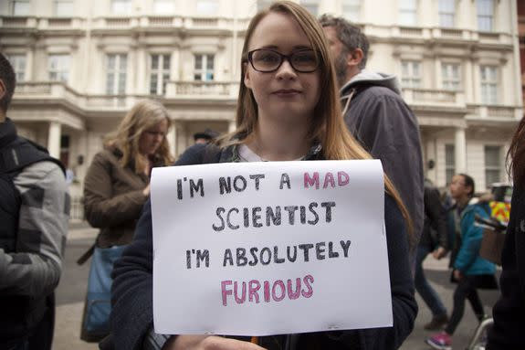 Scene from the London "March for Science" event.