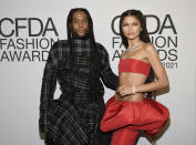 FILE - Law Roach, left, and Zendaya attend the CFDA Fashion Awards at The Pool and The Grill on Wednesday, Nov. 10, 2021, in New York. Roach helped reinvent Zendaya and turned Celine Dion into a fashion icon. Last week, he shocked the fashion world when he announced his retirement from dressing the rich and famous. (Photo by Evan Agostini/Invision/AP, File)