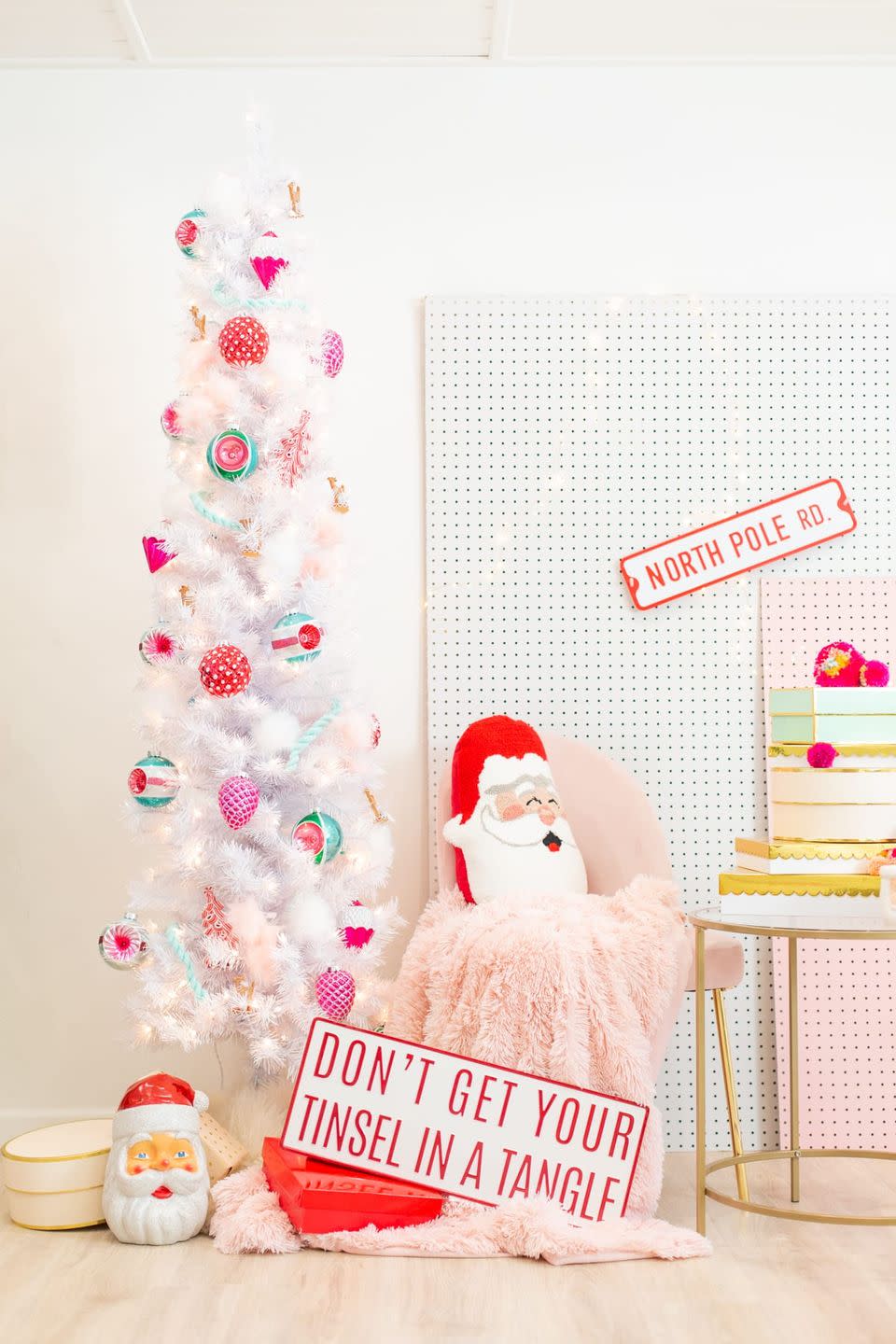 6) Pink, Red, and Gree Christmas Tree