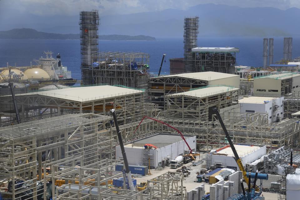 Construction is visible at the Ilijan liquified natural gas plant along the coast of Ilijan, Batangas province, Philippines on Tuesday, Aug. 8, 2023. The Philippines is seeing one of the world's biggest buildouts of natural gas infrastructure. (AP Photo/Aaron Favila)