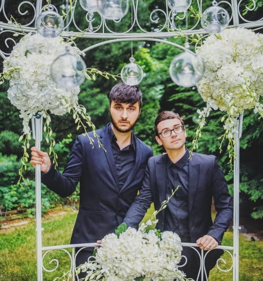 Designer Christian Siriano wed musician Brad Walsh in front of family and famous friends at their white weekend wedding. (Photo: Instagram/bradwalsh)