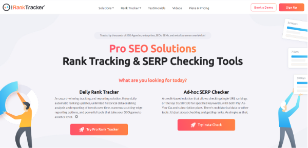  ProRankTracker landing page. 