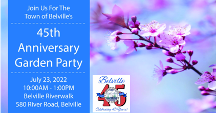 Belville's 45th anniversary garden party will be held July 23.