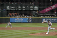 Detroit Tigers starting pitcher Spencer Turnbull throws to a Seattle Mariners batter during the eighth inning of a baseball game Tuesday, May 18, 2021, in Seattle. (AP Photo/Ted S. Warren)