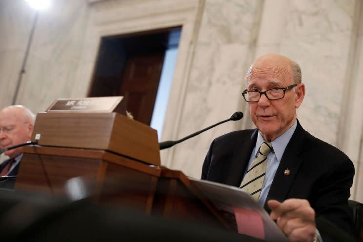 Senate Agriculture Committee Chairman Pat Roberts, R-Kan., speaks at Secretary of Agriculture nominee Sonny Perdue’s confirmation hearing. (Photo: Aaron P. Bernstein/Reuters)