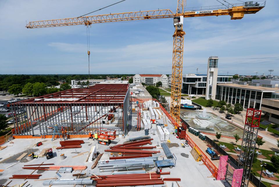 Construction on Roy Blunt Hall, the home of the College of Natural and Applied Sciences at Missouri State University, progresses on Tuesday, June 4, 2024.