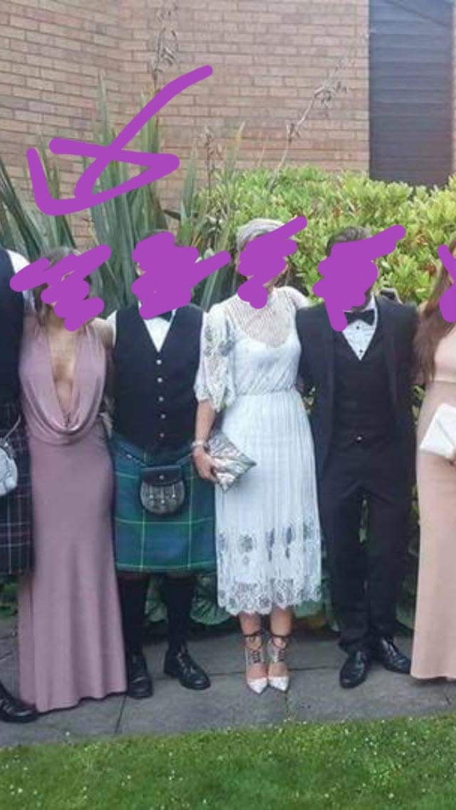 Wedding guest's 'vagina dress' lampooned online. Photo: Facebook.