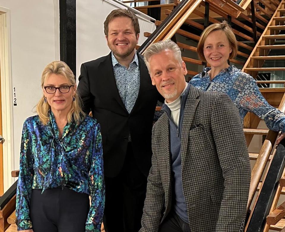 The Knoxville Symphony Music and Wellness Quartet, featuring (from left) cellist Stacy Nickell, violist Josh Ulrich, and violinists Sean Claire and Zofia Glashauser.