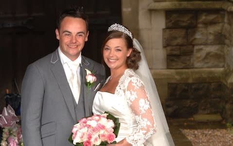 Ant McPartlin and Lisa Armstrong after their wedding at St.Nicholas Church in Taplow, Buckinghamshire. They are divorcing after 11 years - Credit: Ian West/PA