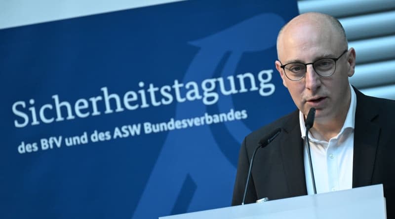 Sinan Selen, Germany's domestic intelligence service (BfV) Vice President, speaks at the security conference of BfV. The topic of the conference is "China's ambitions in the world - effects on the security of German companies and politics". Britta Pedersen/dpa