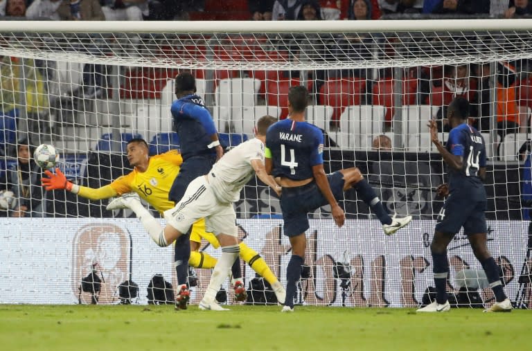 Alphonse Areola made some outstanding saves as World Cup winners France drew 0-0 with Germany in Munich