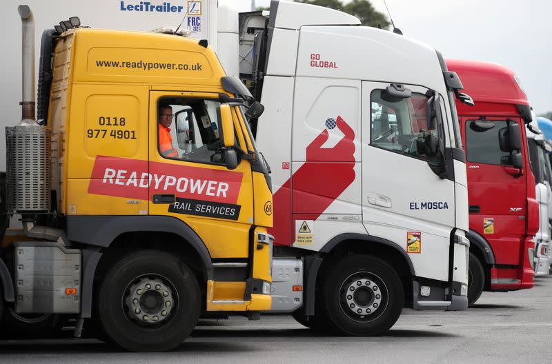 FILE PHOTO: Truck drivers wanted as UK supply chains buckle