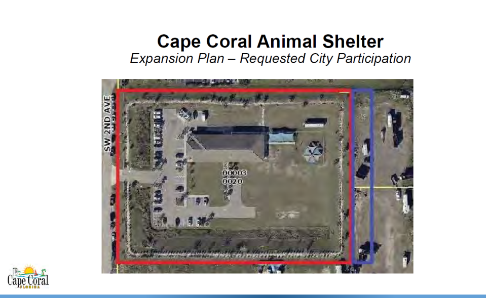 The Cape Coral Animal Shelter is requesting helps from the city to cover cost related to Impact Fees and additional city-owned land for its planned expansion.