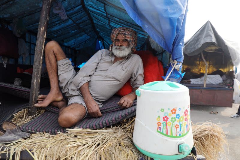 Protest against farm bills at Singhu border near Delhi