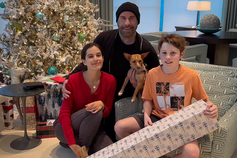 John Travolta Shares Christmas Video with Son Ben and Daughter Ella