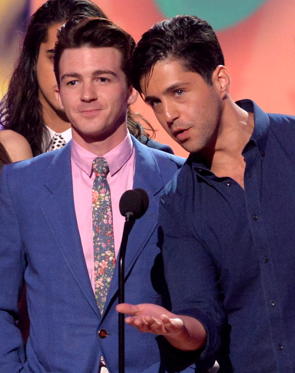 Close-up of Drake and Josh on stage for an event