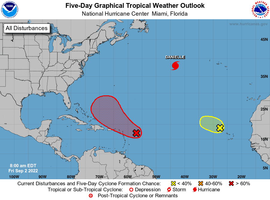 Hurricane Danielle becomes the first hurricane of the 2022 Atlantic hurricane season.