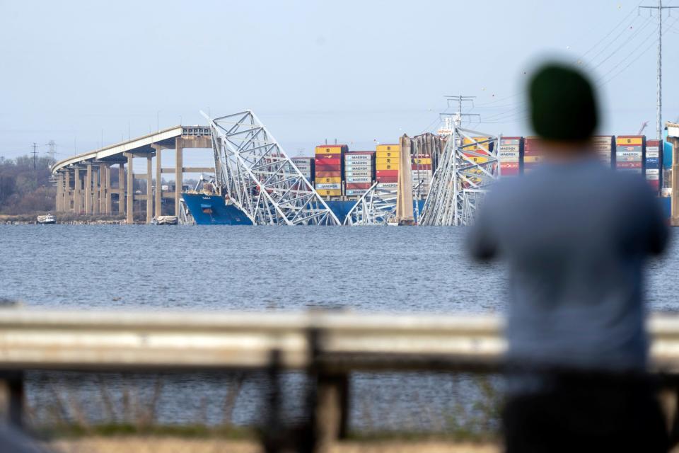 The Francis Scott Key Bridge, a major span over the Patapsco River in Baltimore, collapsed Tuesday after it was struck by a large cargo ship, prompting a massive emergency response for multiple people in the water. The Baltimore City Fire Department described the collapse as a mass-casualty incident.