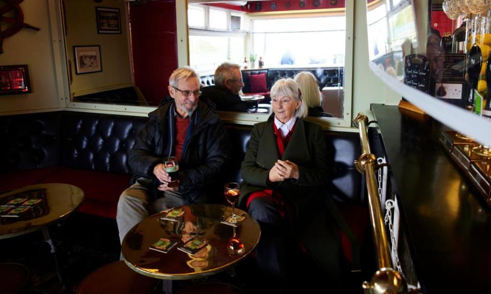 Seated inside the Lakeside Inn