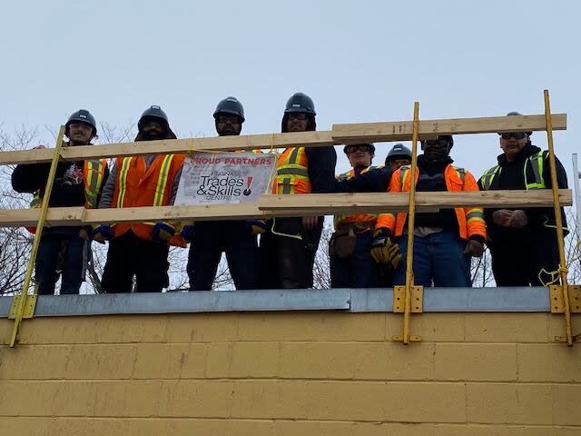 A group of student roofers is getting hands-on training by replacing the roof at the Indigenous Christian Fellowship in Regina. 