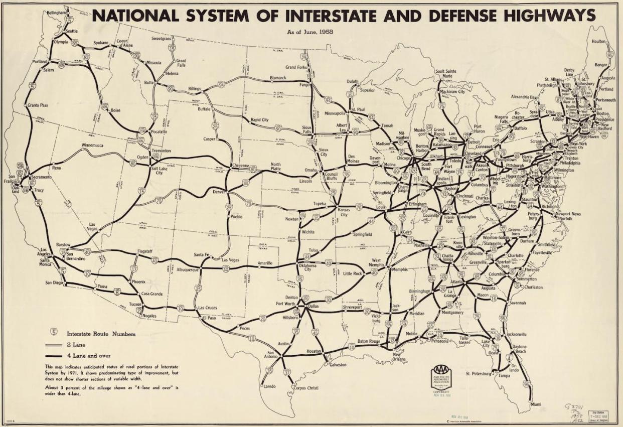These highways displaced many Black communities. Some Black activists are using mapping to do the opposite: highlight hidden parts of history. <a href="https://www.loc.gov/item/2011593044/" rel="nofollow noopener" target="_blank" data-ylk="slk:Library of Congress, Geography and Map Division;elm:context_link;itc:0;sec:content-canvas" class="link ">Library of Congress, Geography and Map Division</a>