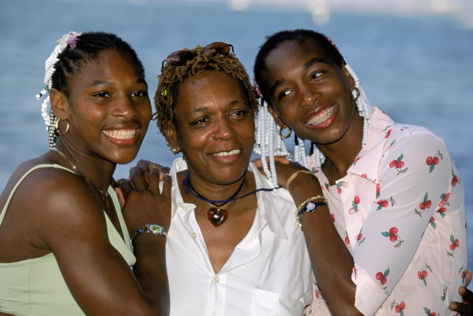 <div class="inline-image__caption"><p>Serena, mother Oracene and Venus Williams pose for the media during the Lipton Championships on March 20, 1999, in Key Biscayne, Florida. </p></div> <div class="inline-image__credit">Al Bello/Getty</div>