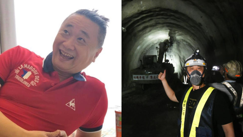 邰智源體驗隧道開挖工程。（圖／翻攝自邰智源臉書）
