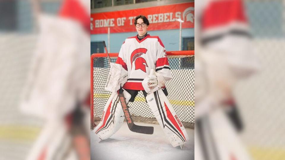 Allan Chiasson was the Inverness Rebels goaltender this season but his team was denied the opportunity to play in the high school provincial tournament. 