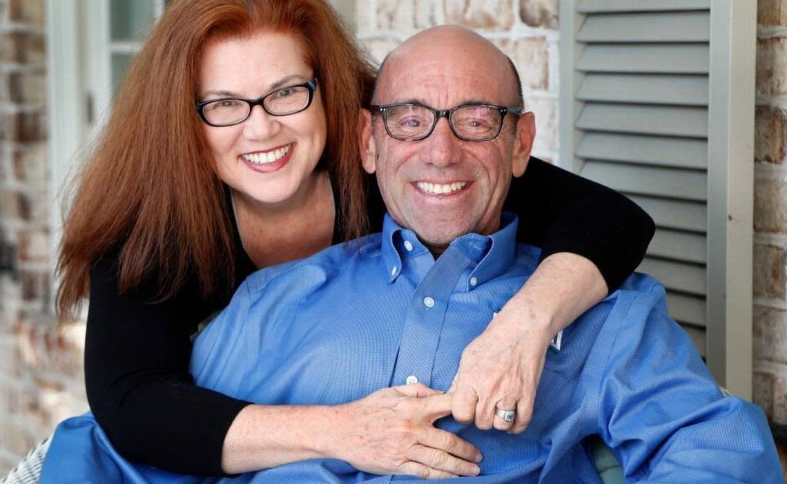 Howell Graham had surgery years ago to replace both lungs and save him from cystic fibrosis. Doctors told him he had a 50-50 chance. He became the longest-surviving recipient. He is seen with his wife, Debbie, at his home in Wilmington, NC on Feb. 22, 2017.