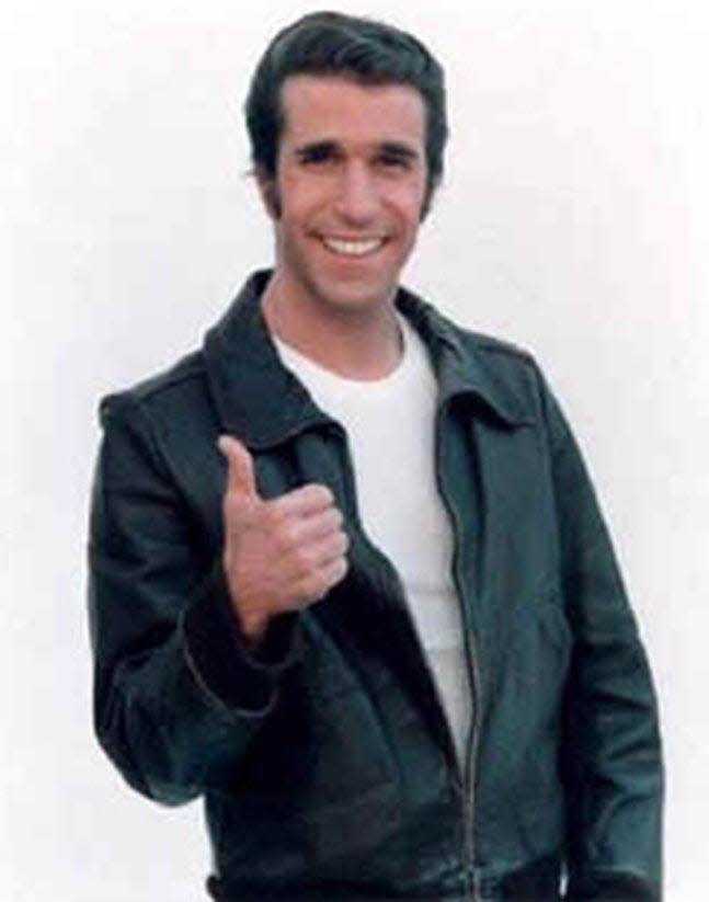 A photo of Henry Winkler as Arthur Fonzarelli from the set-in-Milwaukee sitcom "Happy Days."