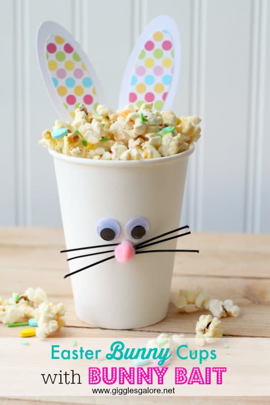 <p>Giggles Galore</p><p>These cute Bunny Snack Cups are easy to make and great for parties!</p><p><strong>Get the recipe: <a href="http://gigglesgalore.net/easter-bunny-cups-bunny-bait/" rel="nofollow noopener" target="_blank" data-ylk="slk:Easter Bunny Bait Snack Cups;elm:context_link;itc:0;sec:content-canvas" class="link ">Easter Bunny Bait Snack Cups</a></strong></p>