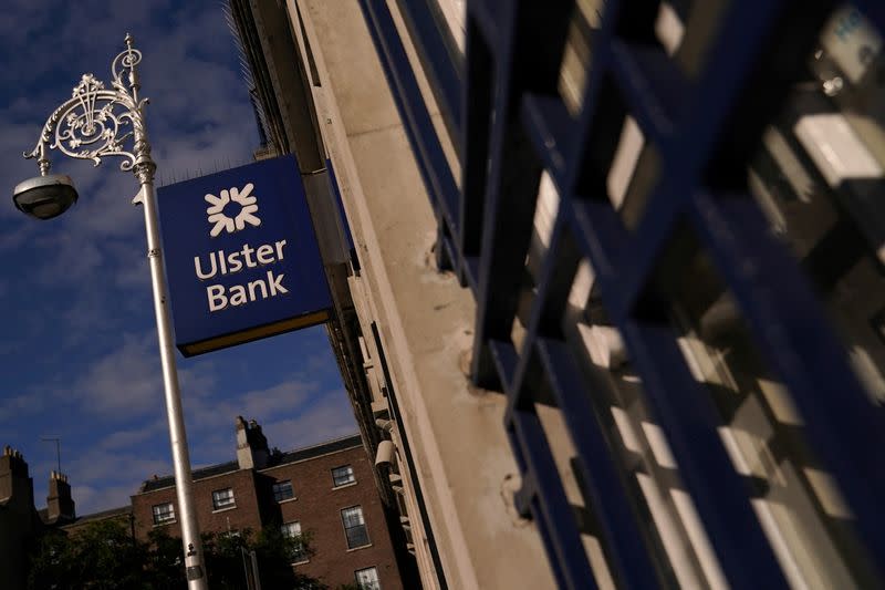 FILE PHOTO: Signage is seen outside a branch of Ulster Bank in Dublin