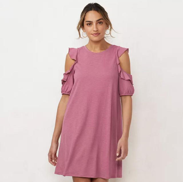 LC Lauren Conrad Ruffle Cold-Shoulder Dress