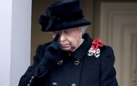 Queen Elizabeth II during the annual Remembrance Sunday Service at The Cenotaph  - Credit: Samir Hussein /WireImage 