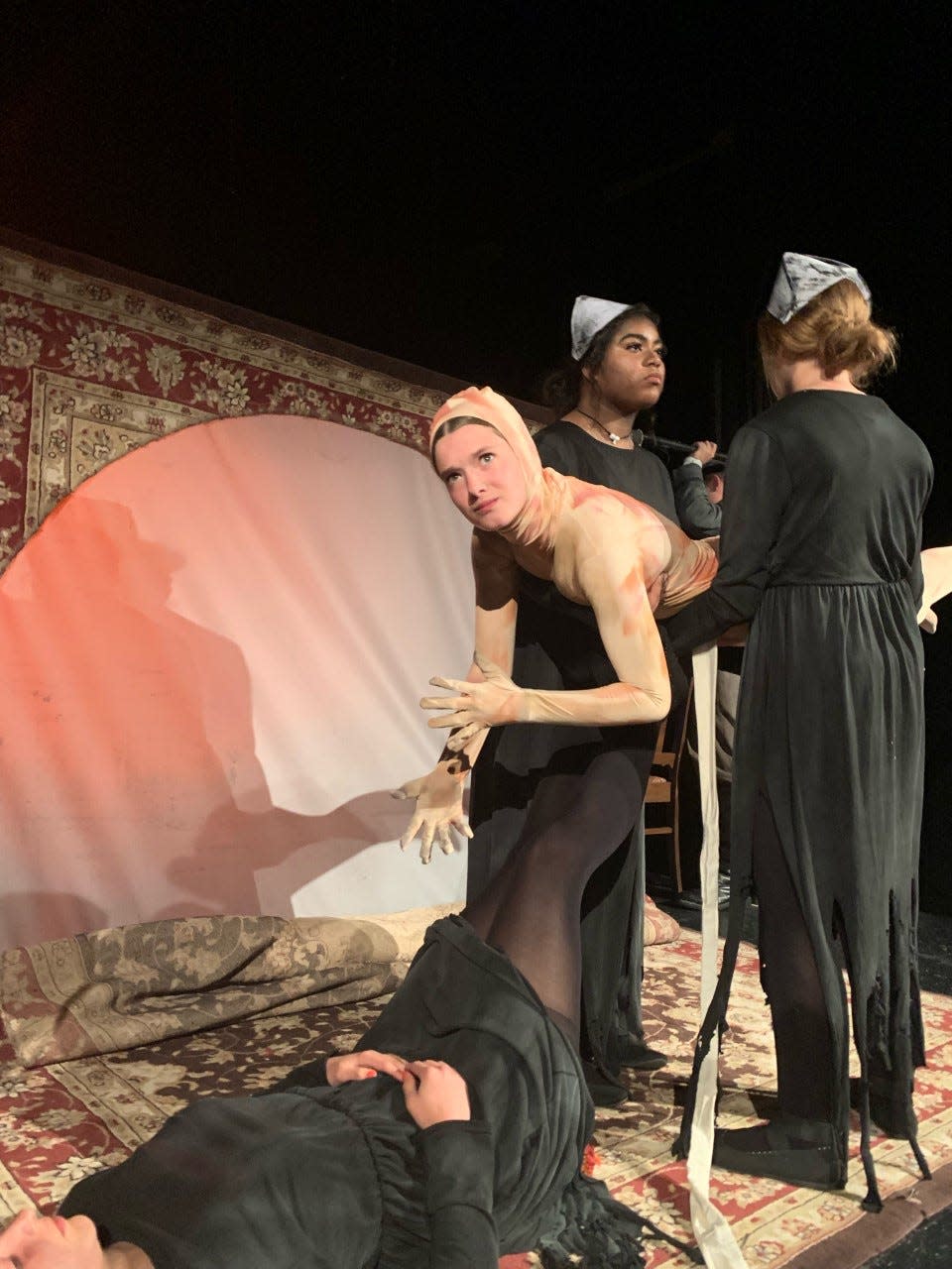 Christoval High School's Beth McCann, facing camera, is shown during a production for the 2019 UIL One-Act Play season.